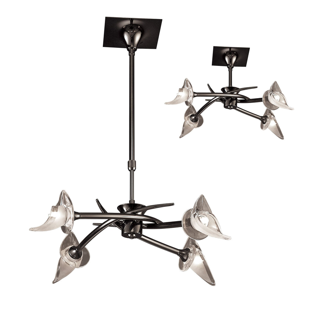 M0302BC Flavia Telescopic Pendant Convertible To Semi Flush Round 4 Light G9 Black Chrome
