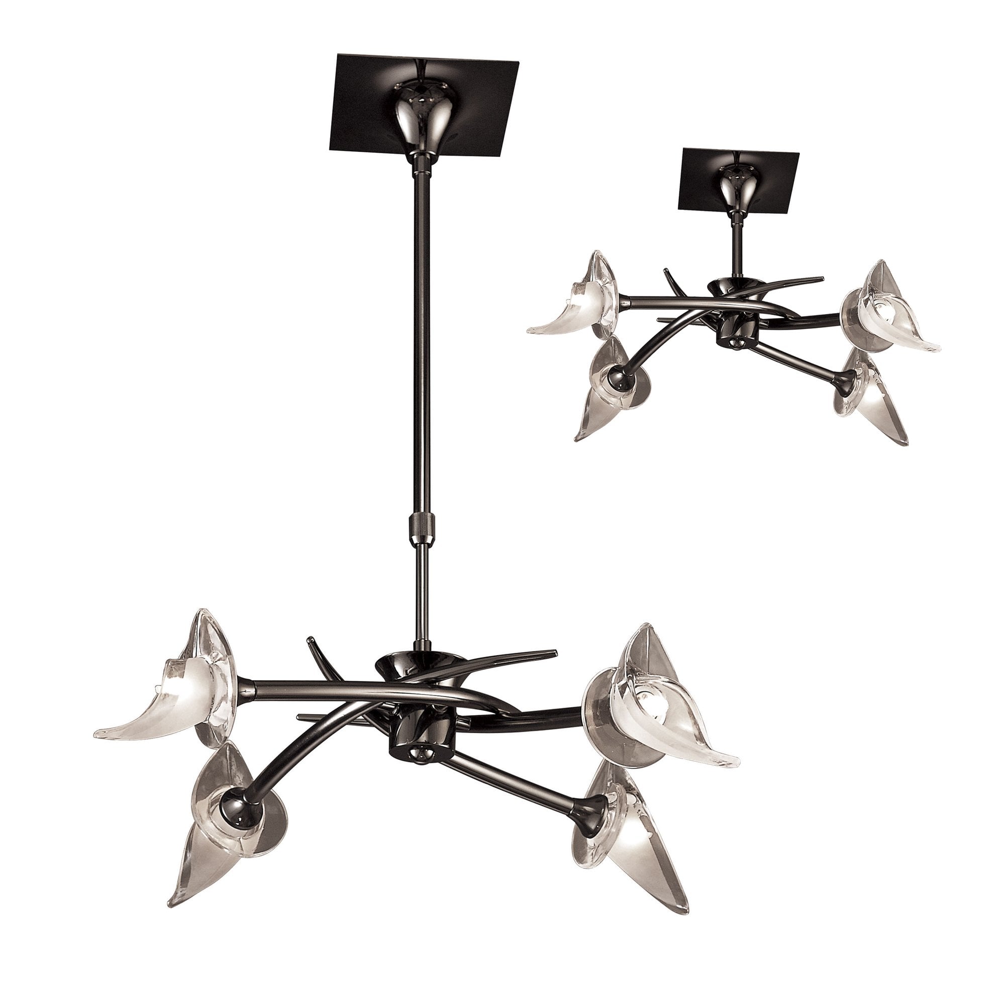 M0302BC Flavia Telescopic Pendant Convertible To Semi Flush Round 4 Light G9 Black Chrome