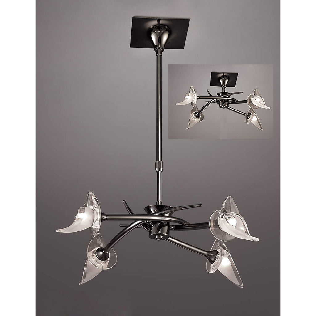 M0302BC Flavia Telescopic Pendant Convertible To Semi Flush Round 4 Light G9 Black Chrome