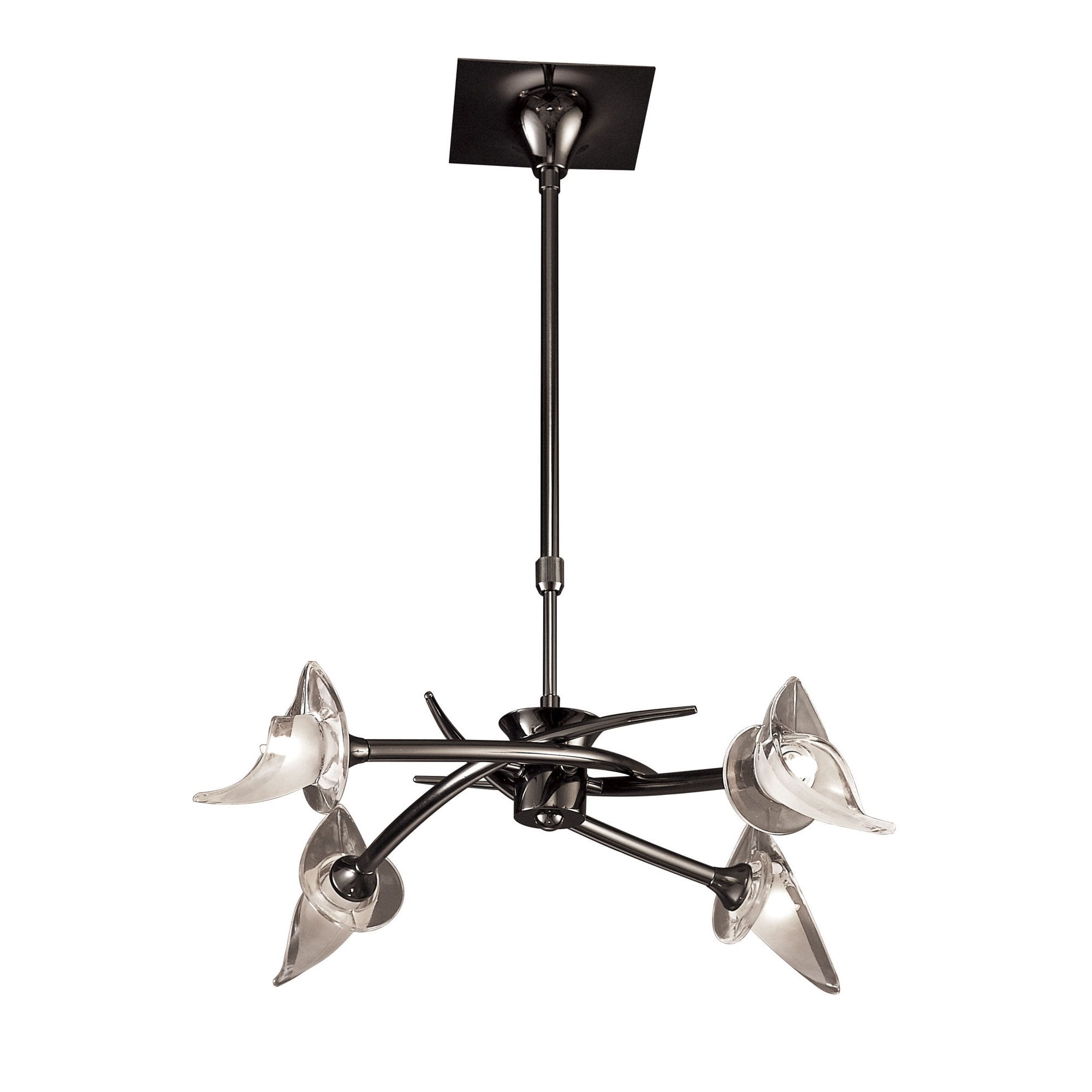 M0302BC Flavia Telescopic Pendant Convertible To Semi Flush Round 4 Light G9 Black Chrome