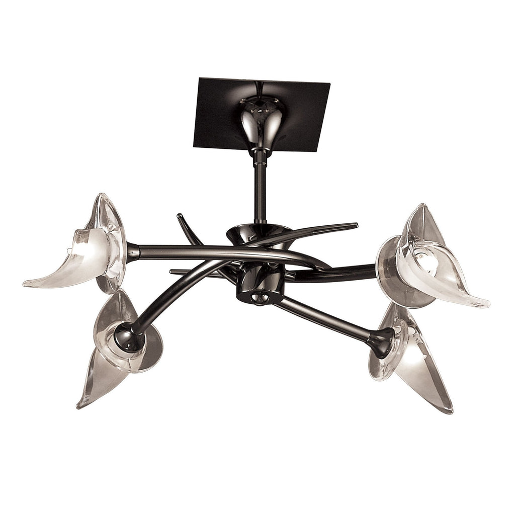 M0302BC Flavia Telescopic Pendant Convertible To Semi Flush Round 4 Light G9 Black Chrome