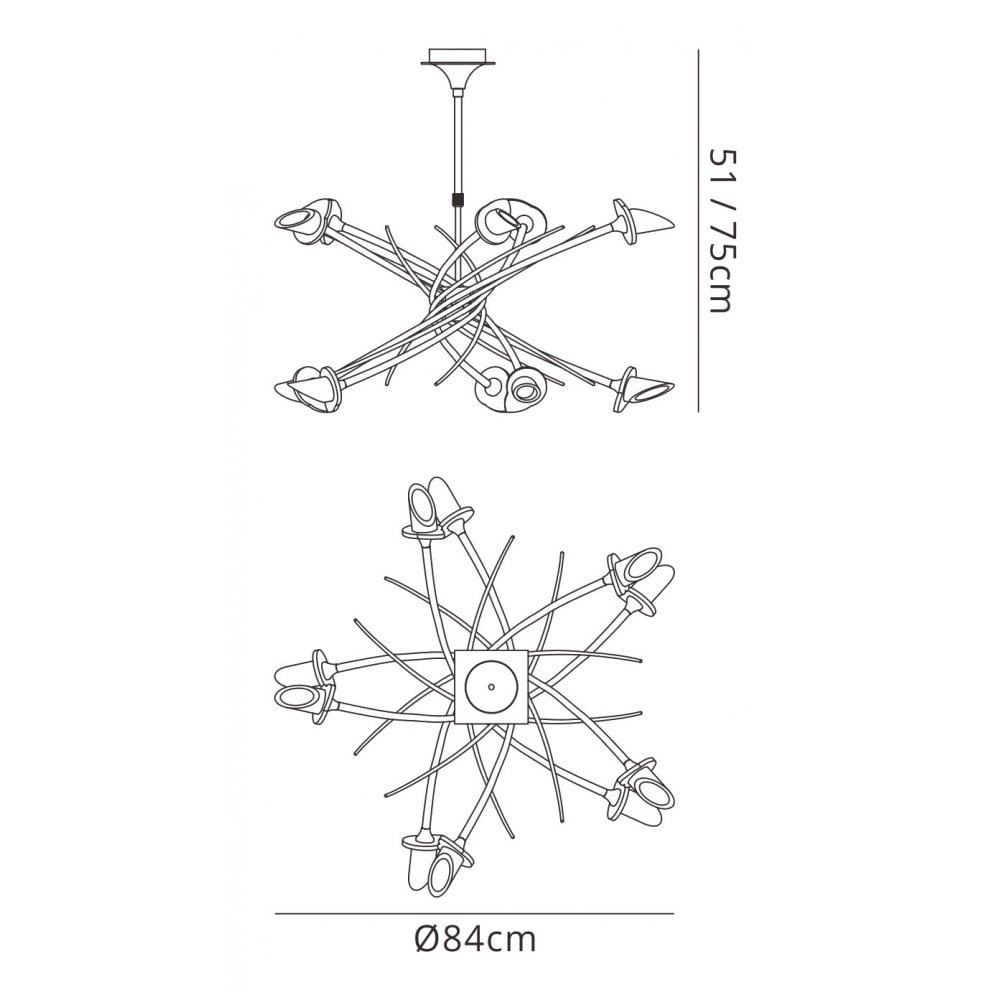 M0312 Flavia Pendant Up-Down Round 10 Light G9 Polished Chrome