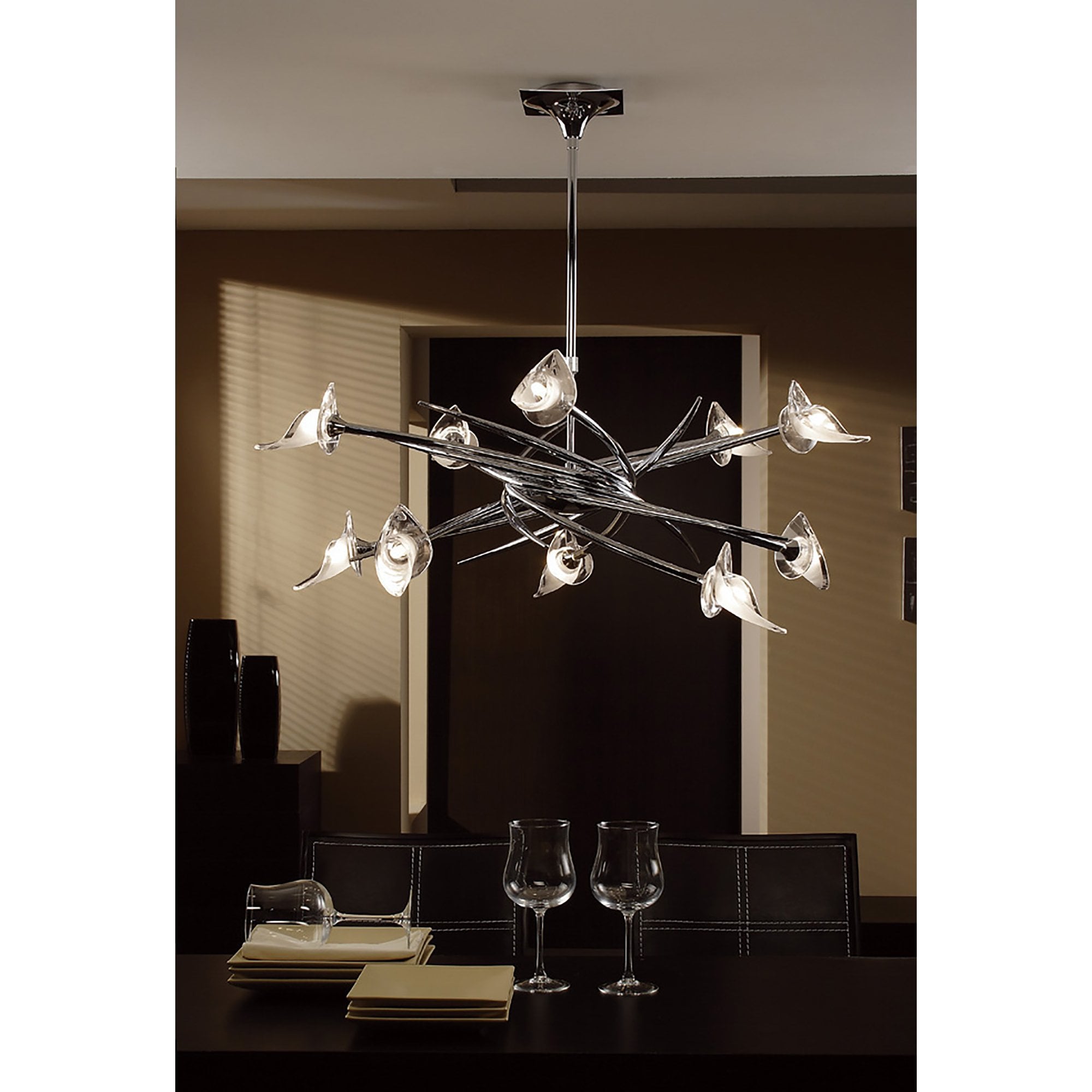 M0312 Flavia Pendant Up-Down Round 10 Light G9 Polished Chrome