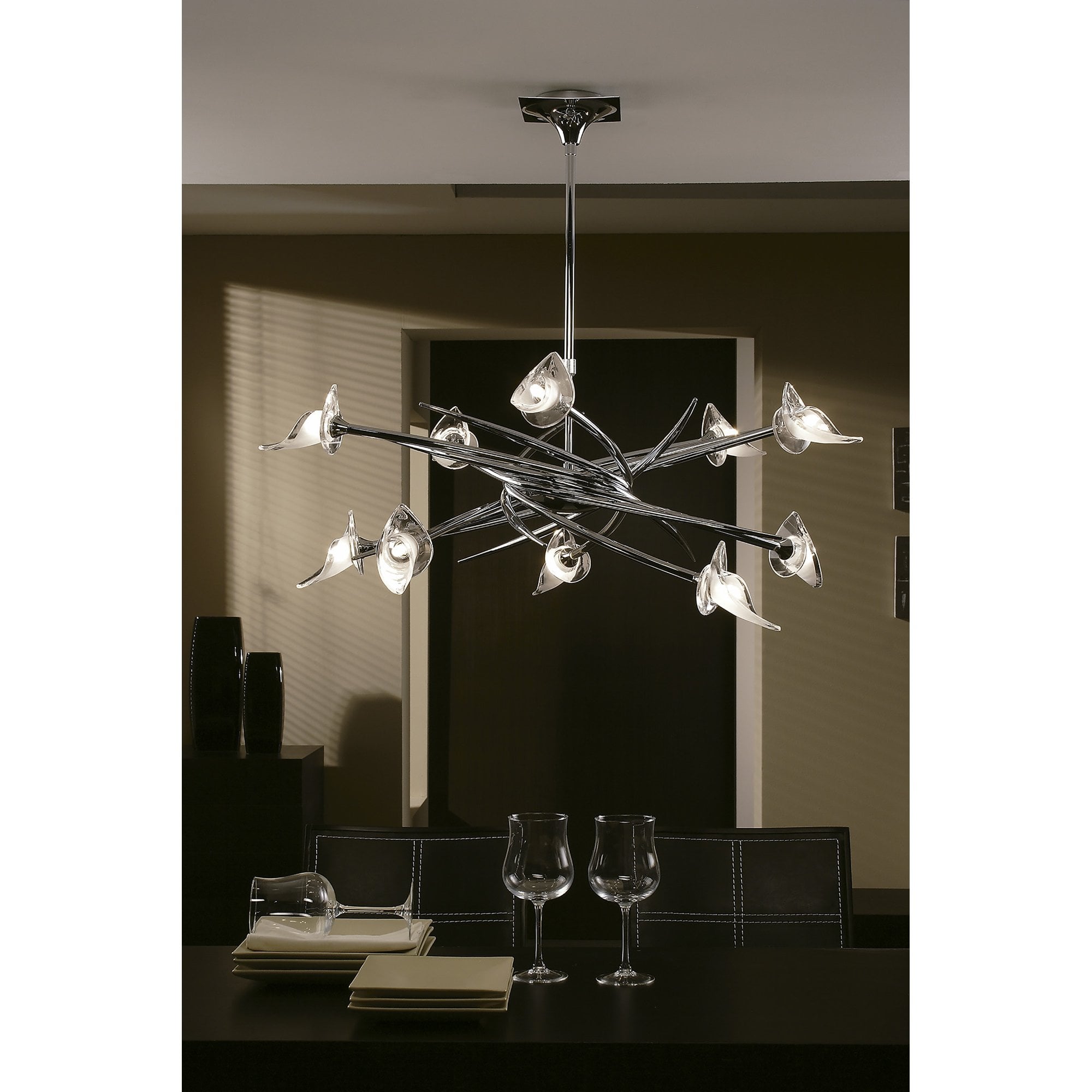 M0312 Flavia Pendant Up-Down Round 10 Light G9 Polished Chrome