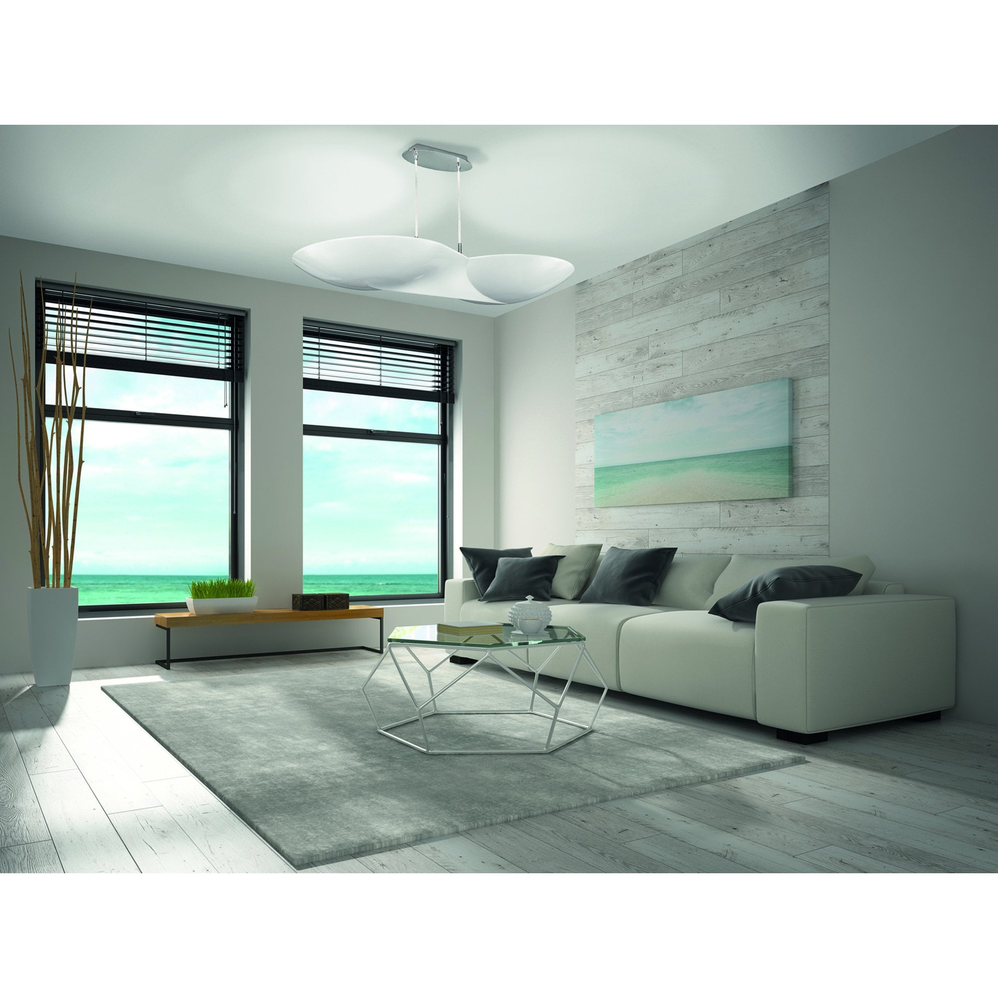 M5872 Flow Linear Pendant 6 Light GU10 Chrome White