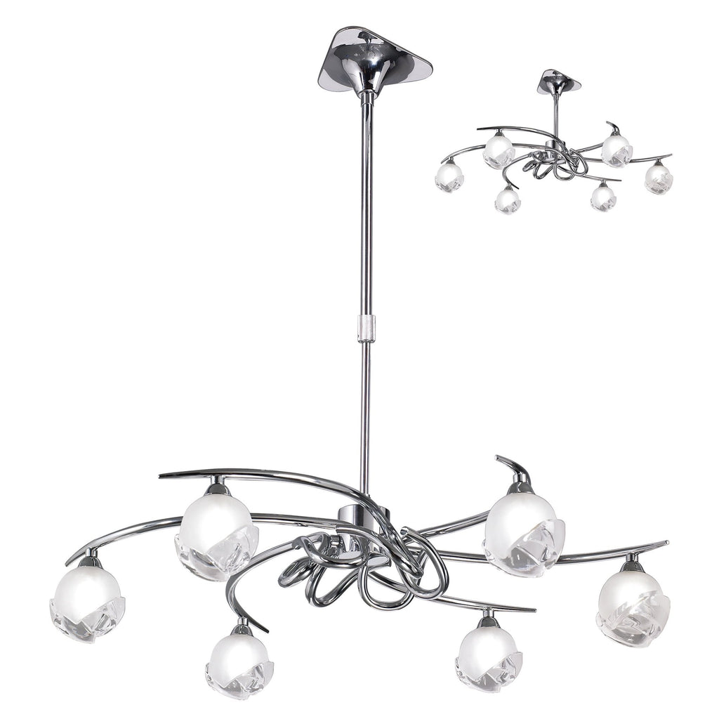 M0801 Fragma Telescopic Convertible To Semi Flush 6 Light G9 Polished Chrome