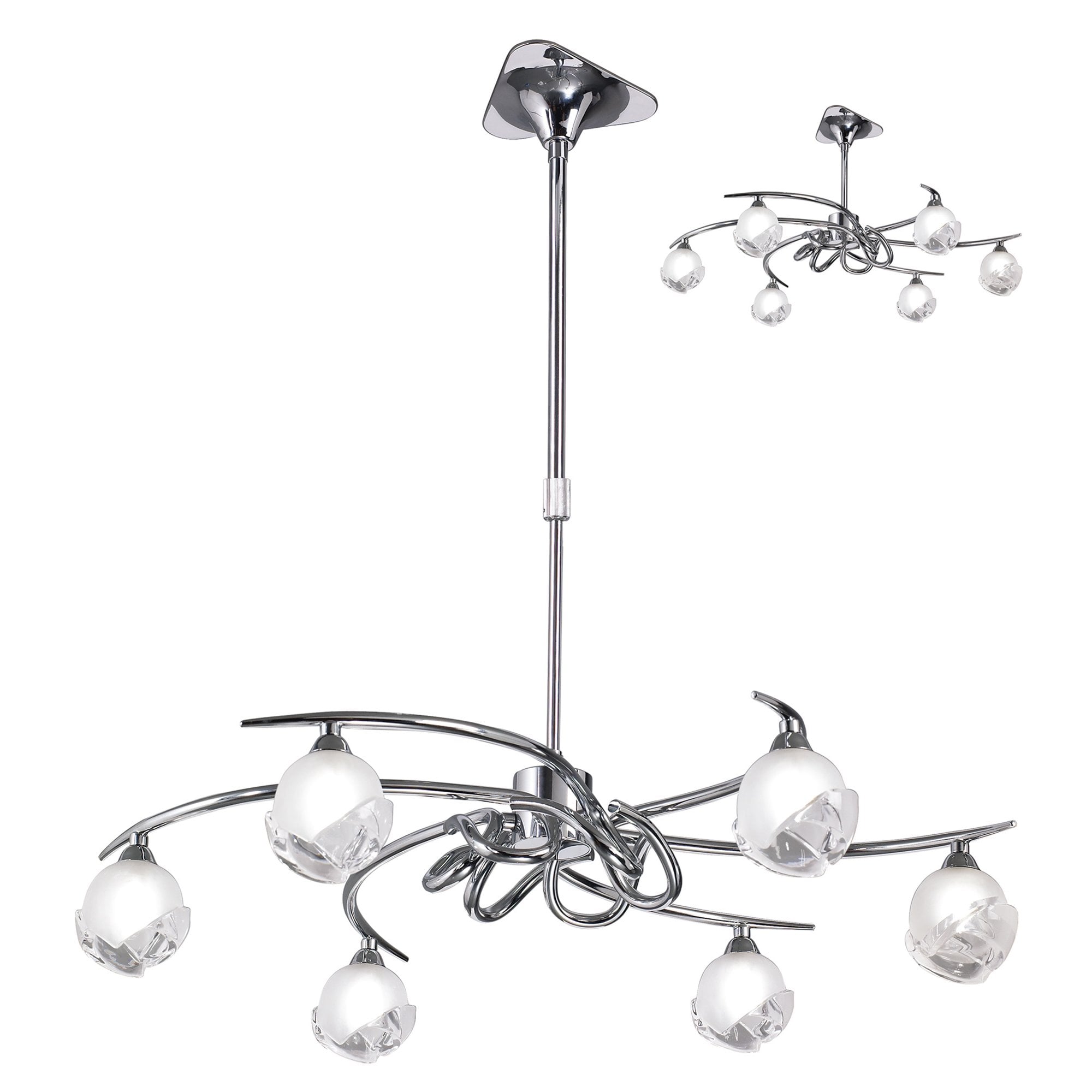 M0801 Fragma Telescopic Convertible To Semi Flush 6 Light G9 Polished Chrome