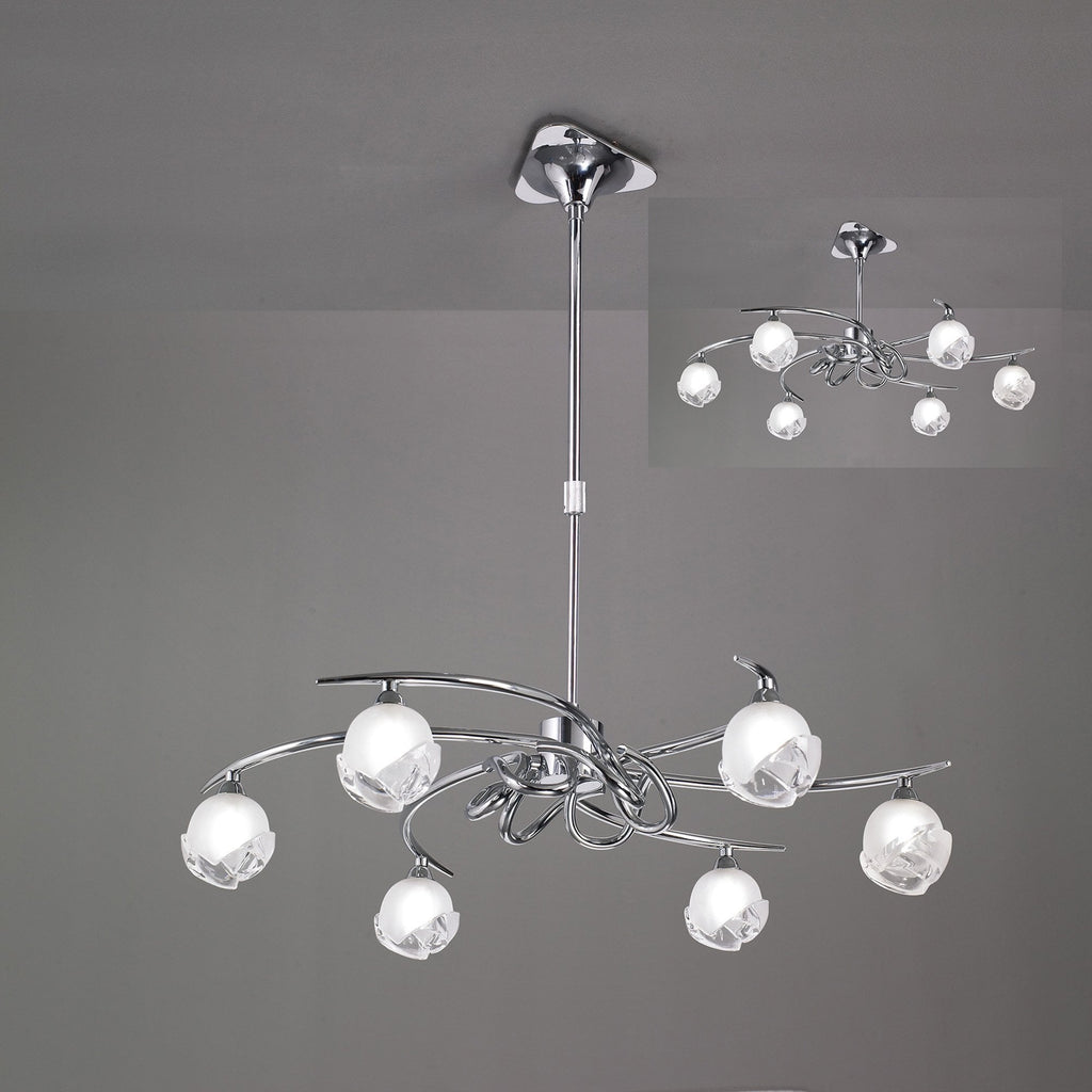 M0801 Fragma Telescopic Convertible To Semi Flush 6 Light G9 Polished Chrome