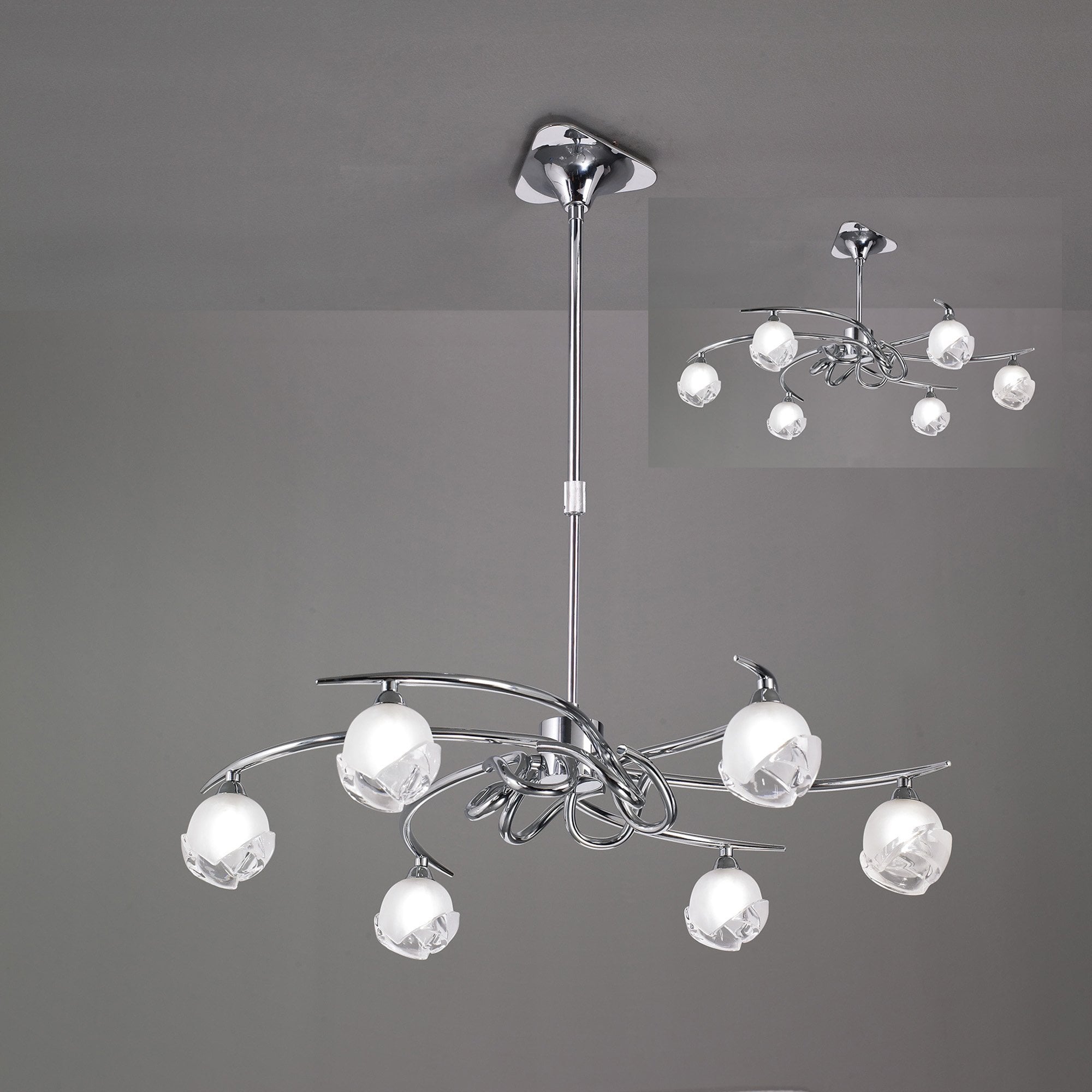 M0801 Fragma Telescopic Convertible To Semi Flush 6 Light G9 Polished Chrome