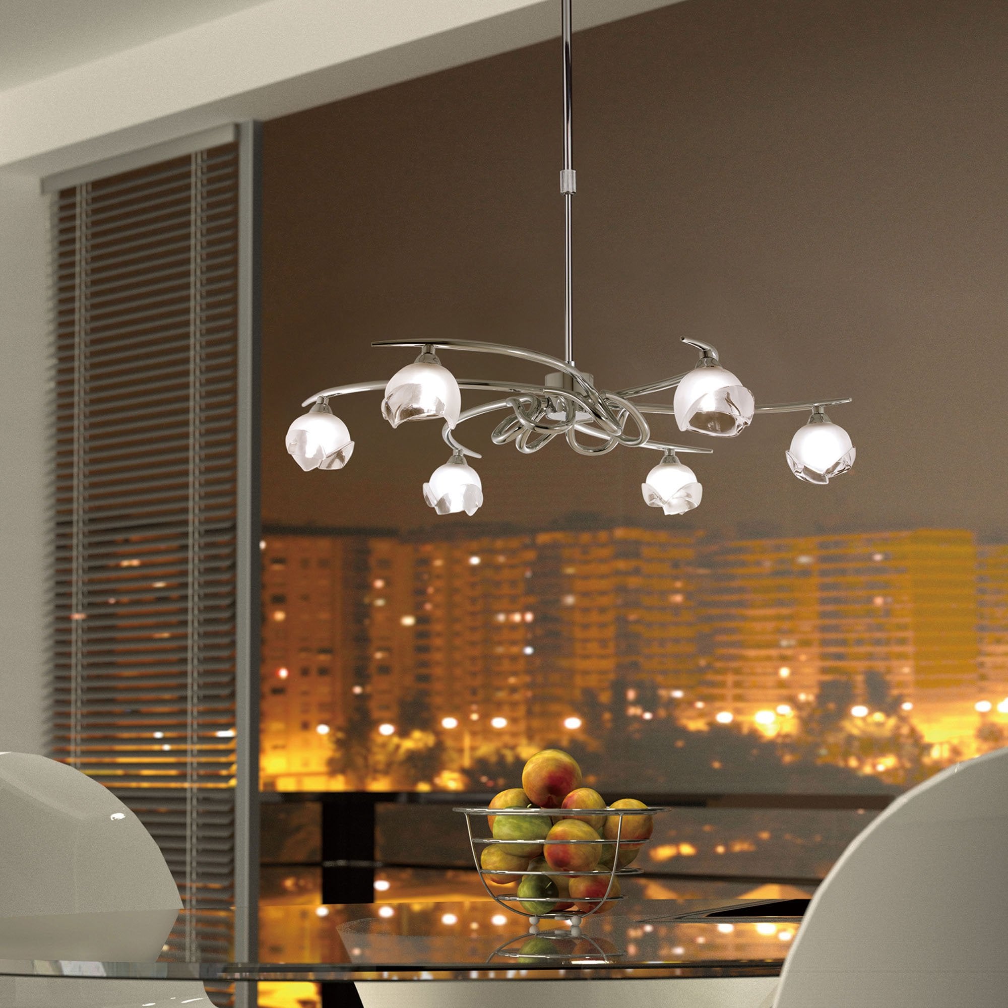 M0801 Fragma Telescopic Convertible To Semi Flush 6 Light G9 Polished Chrome