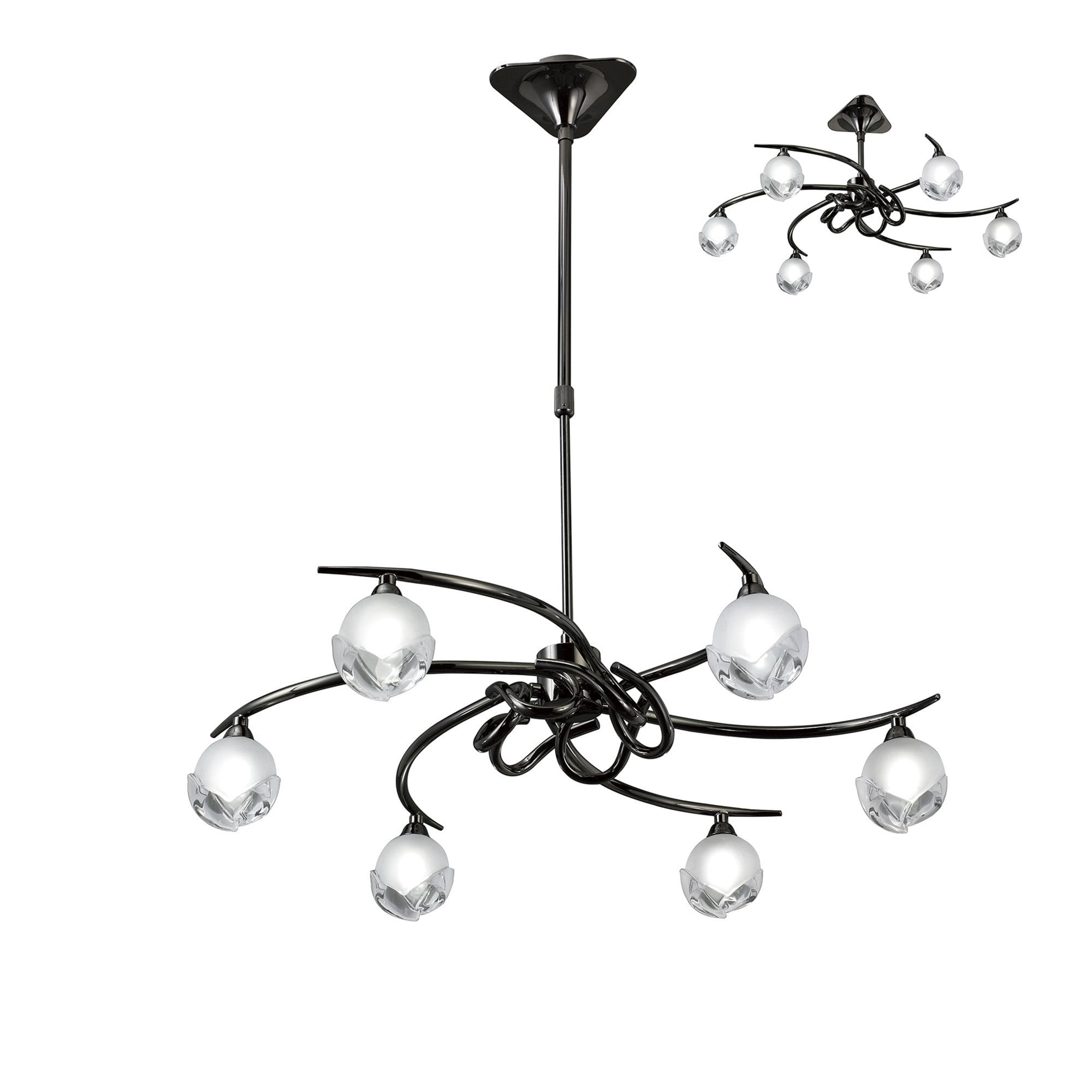 M0801BC Fragma Telescopic Convertible To Semi Flush 6 Light G9 Black Chrome