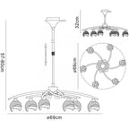 M0801BC Fragma Telescopic Convertible To Semi Flush 6 Light G9 Black Chrome