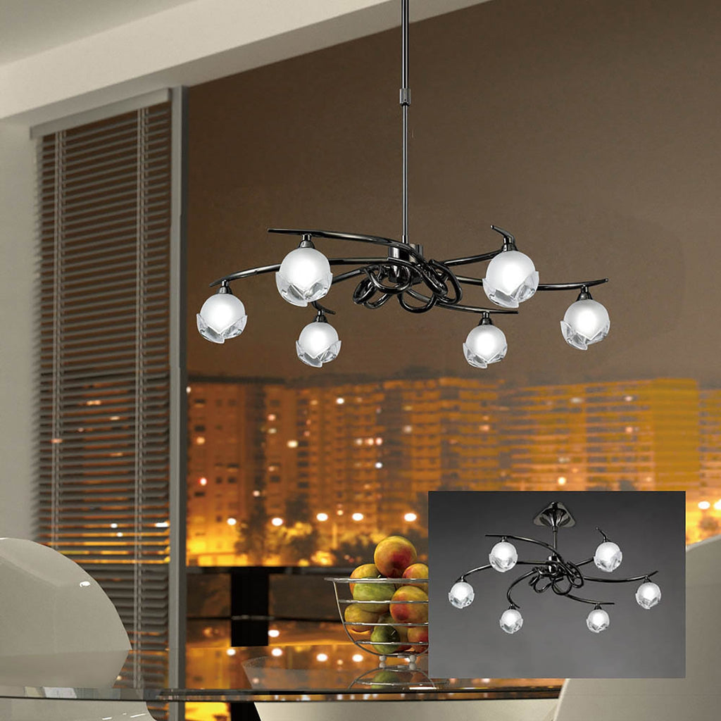 M0801BC Fragma Telescopic Convertible To Semi Flush 6 Light G9 Black Chrome