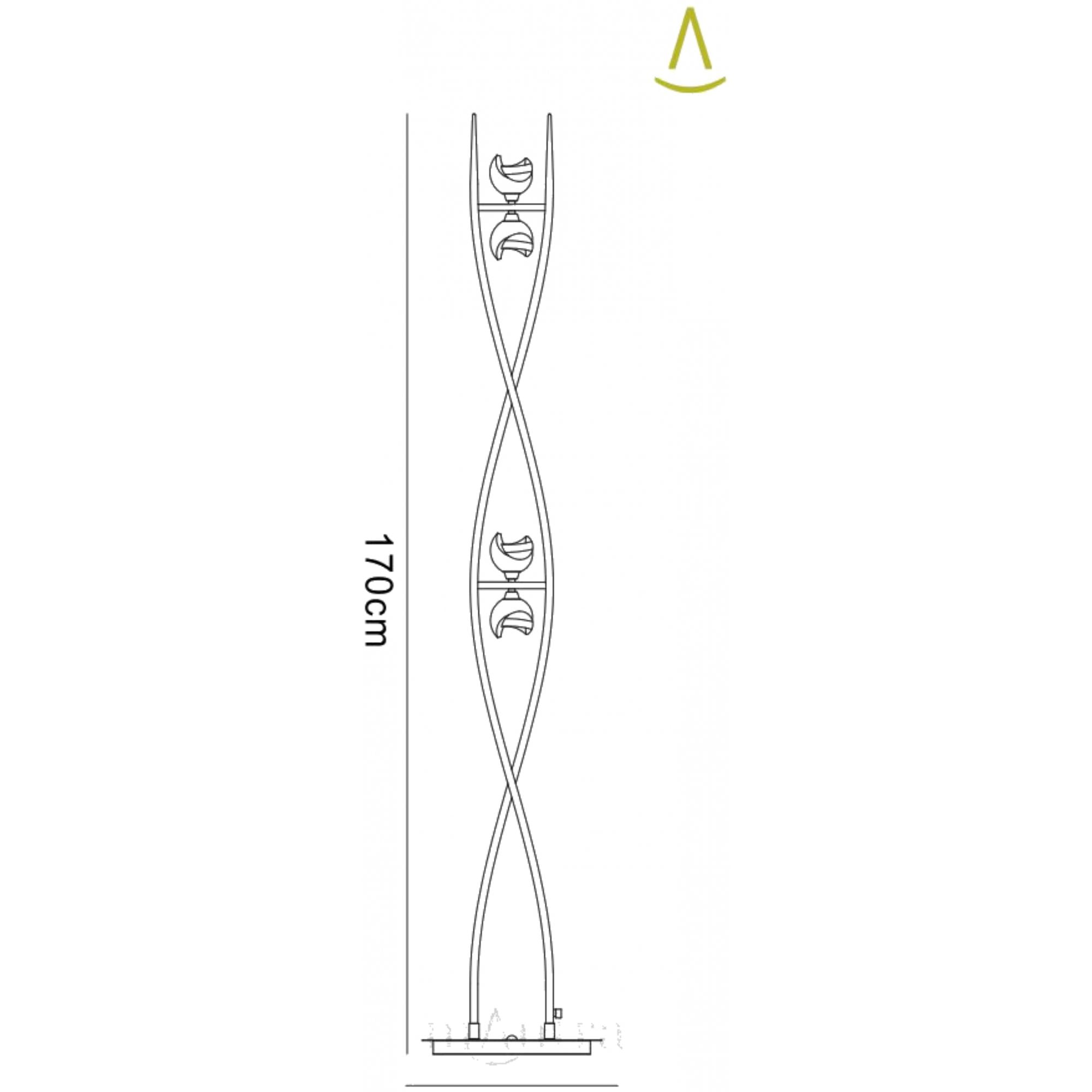 M0816BC Fragma Floor Lamp 4 Light G9 Black Chrome