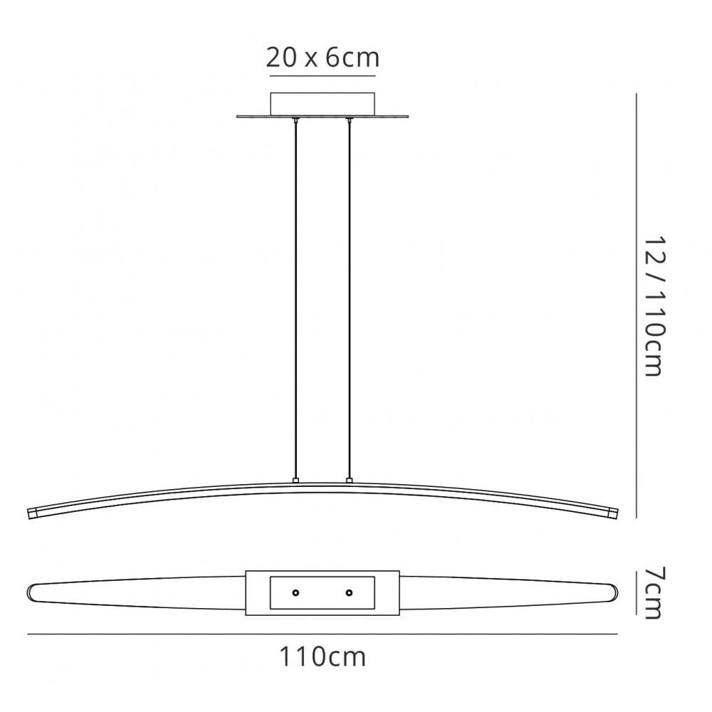 M4080 Hemisferic Linear Pendant 28W LED 110cm Bar Satin Aluminium/Frosted Acrylic