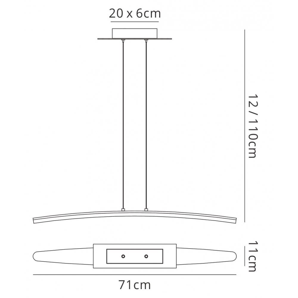 M4081 Hemisferic Linear Pendant 20W LED 70cm Bar Satin Aluminium / Frosted Acrylic