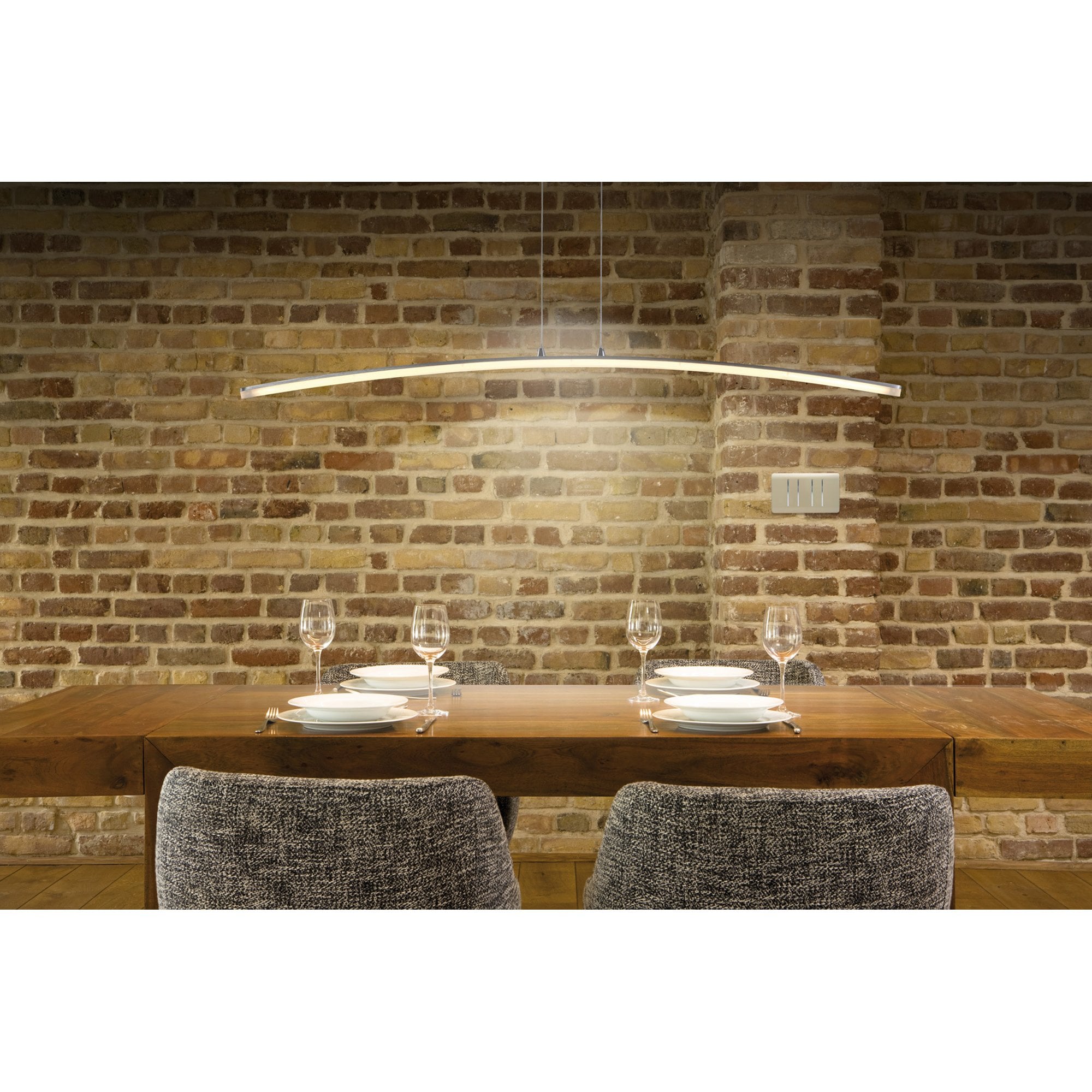 M4081 Hemisferic Linear Pendant 20W LED 70cm Bar Satin Aluminium / Frosted Acrylic