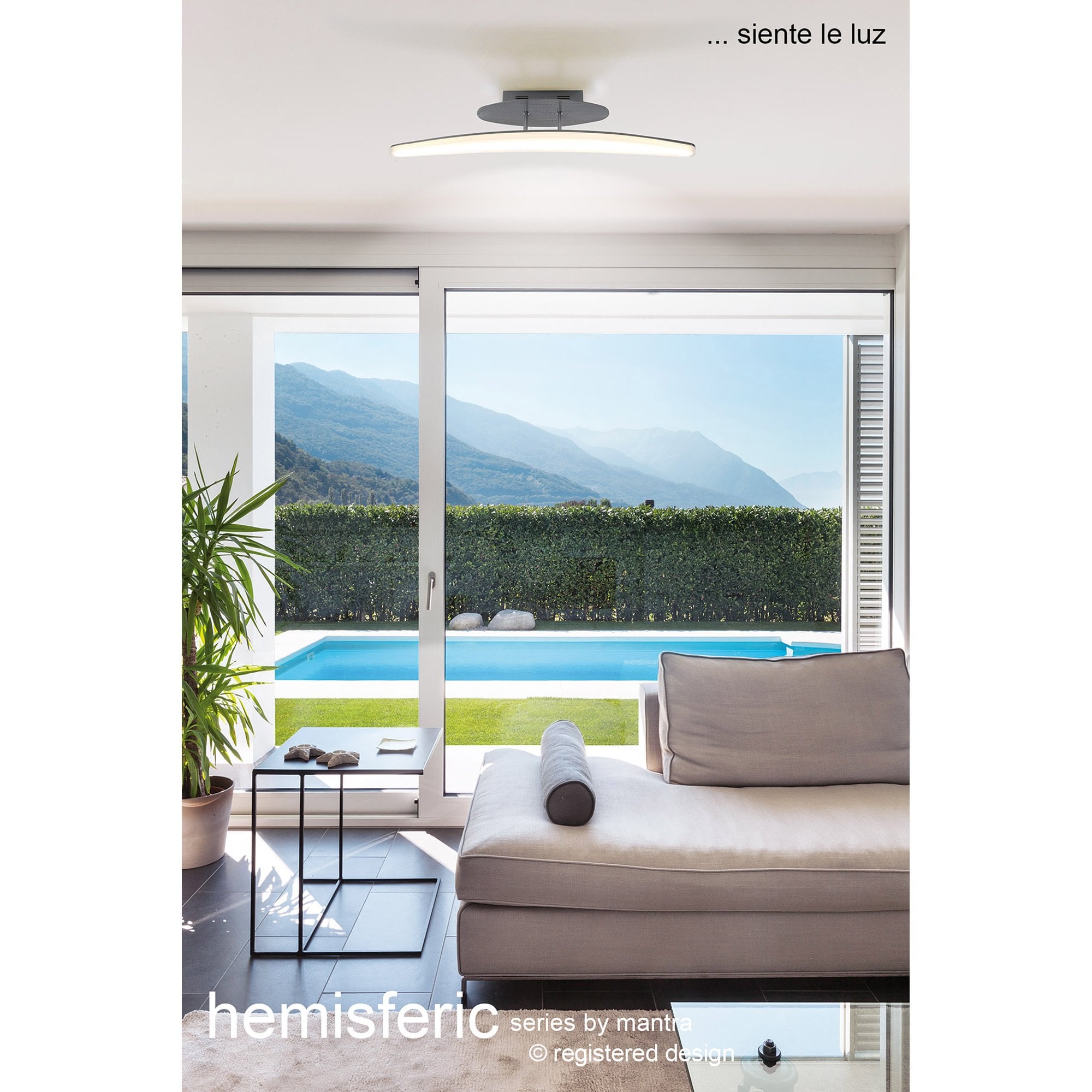 M4081 Hemisferic Linear Pendant 20W LED 70cm Bar Satin Aluminium / Frosted Acrylic