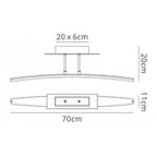 M4083 Hemisferic Linear Semi Flush 20W LED 70cm Bar Satin Aluminium / Frosted Acrylic