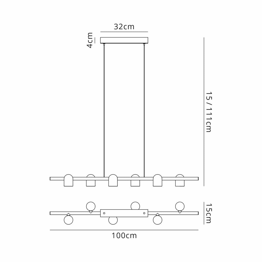 M7937 Ios Linear Pendant 6 Light Black