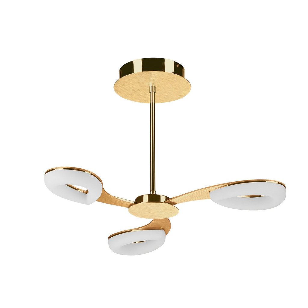 M8271/1 Juno Telescopic Convertible To Semi Flush 3 Light 15W LED Satin Gold/Frosted Acrylic/Gold