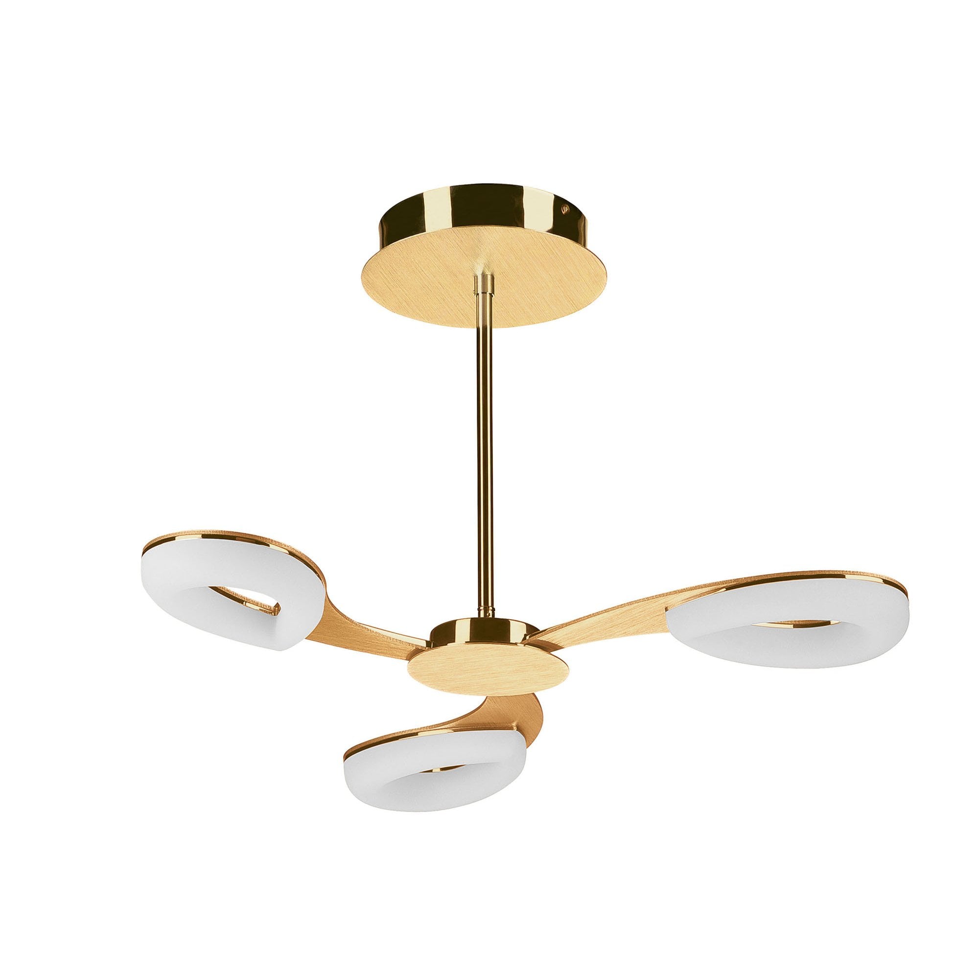 M8271/1 Juno Telescopic Convertible To Semi Flush 3 Light 15W LED Satin Gold/Frosted Acrylic/Gold