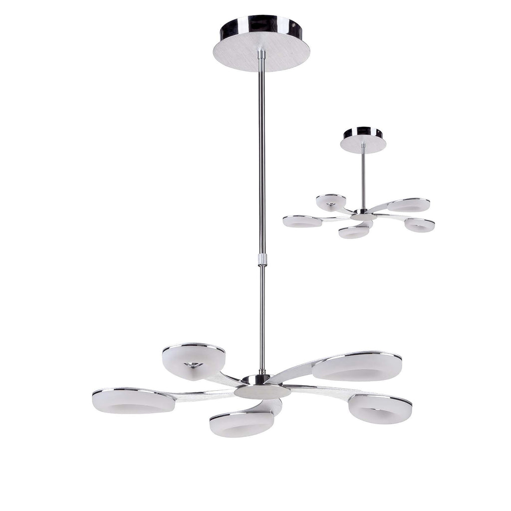 M8252/1 Juno Telescopic 5 Light 30W LED Satin Aluminium/Frosted Acrylic/Polished Chrome