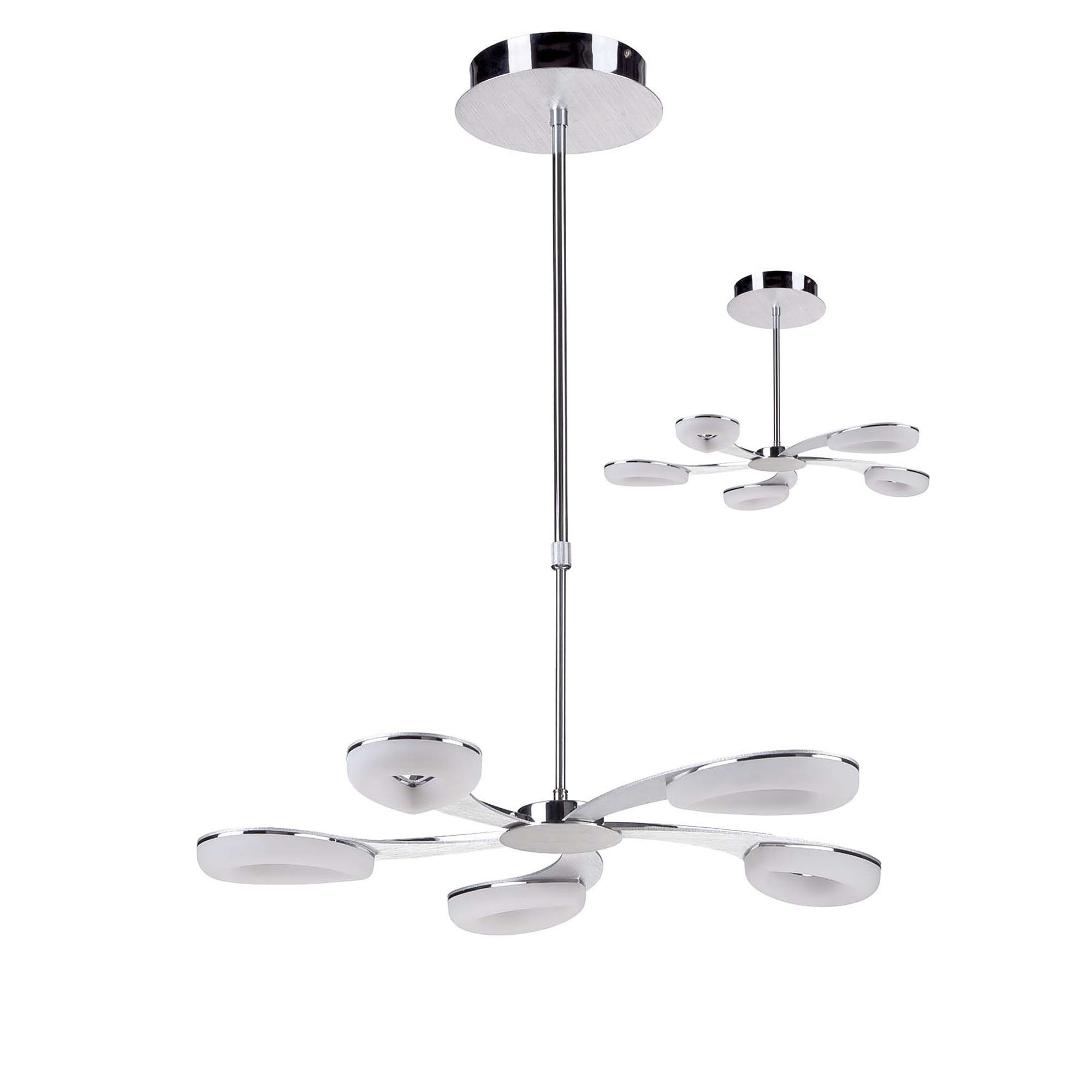 M8252/1 Juno Telescopic 5 Light 30W LED Satin Aluminium/Frosted Acrylic/Polished Chrome
