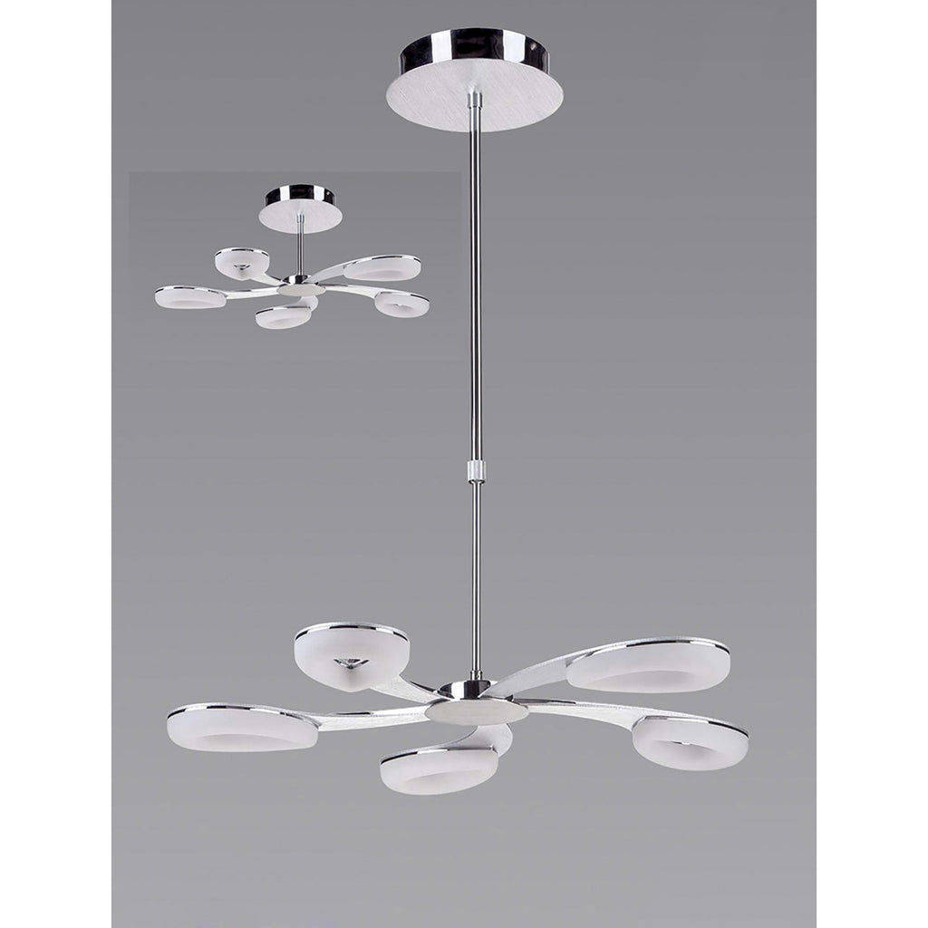 M8252/1 Juno Telescopic 5 Light 30W LED Satin Aluminium/Frosted Acrylic/Polished Chrome