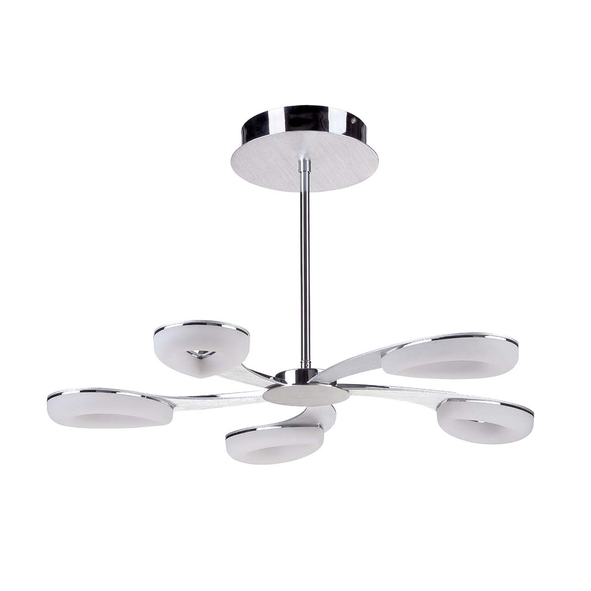 M8252/1 Juno Telescopic 5 Light 30W LED Satin Aluminium/Frosted Acrylic/Polished Chrome
