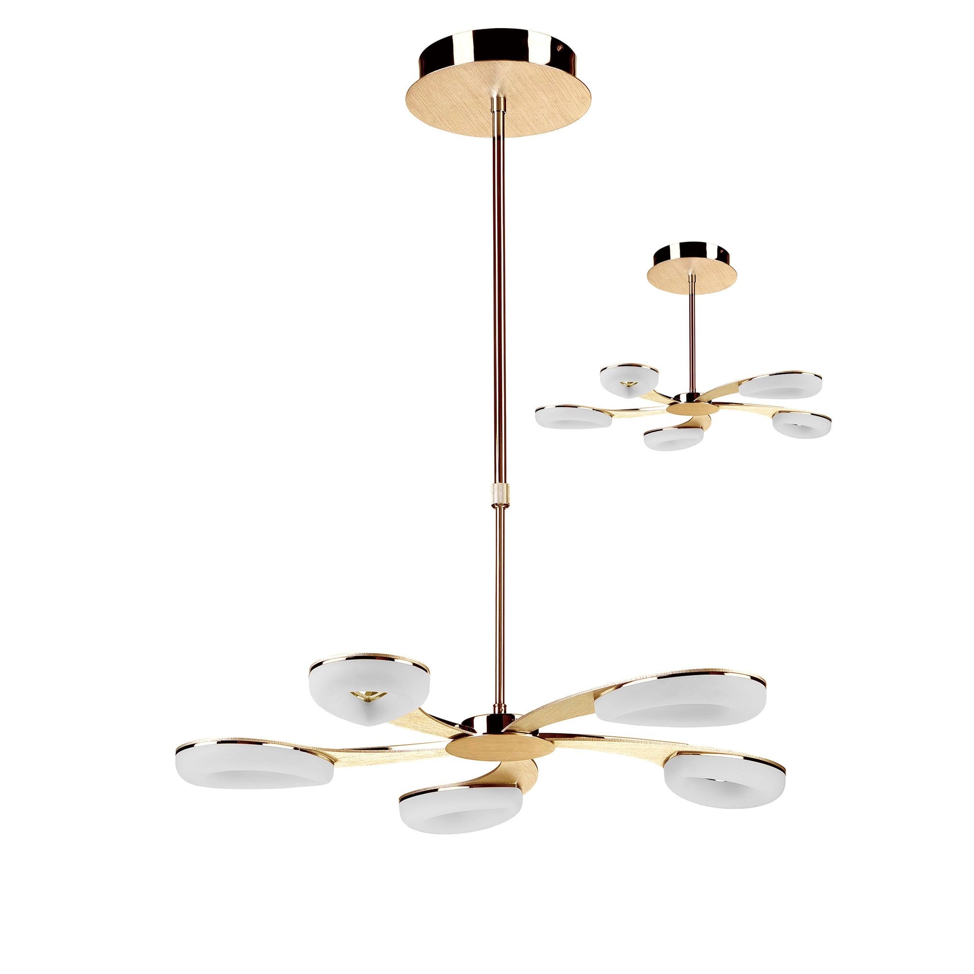 M8272/1 Juno Telescopic 5 Light 30W LED Satin Gold/Frosted Acrylic/Gold