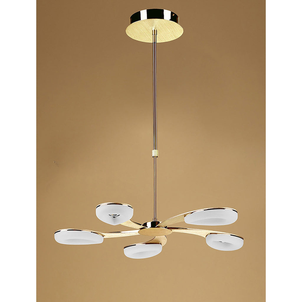 M8272/1 Juno Telescopic 5 Light 30W LED Satin Gold/Frosted Acrylic/Gold