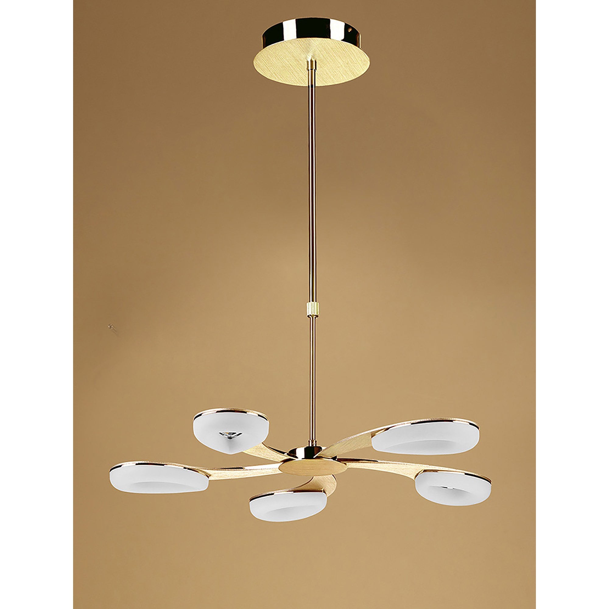 M8272/1 Juno Telescopic 5 Light 30W LED Satin Gold/Frosted Acrylic/Gold