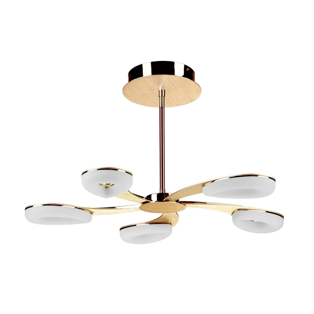 M8272/1 Juno Telescopic 5 Light 30W LED Satin Gold/Frosted Acrylic/Gold