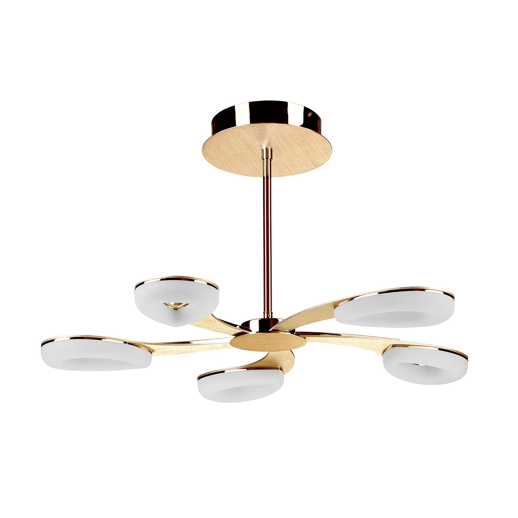 M8272/1 Juno Telescopic 5 Light 30W LED Satin Gold/Frosted Acrylic/Gold