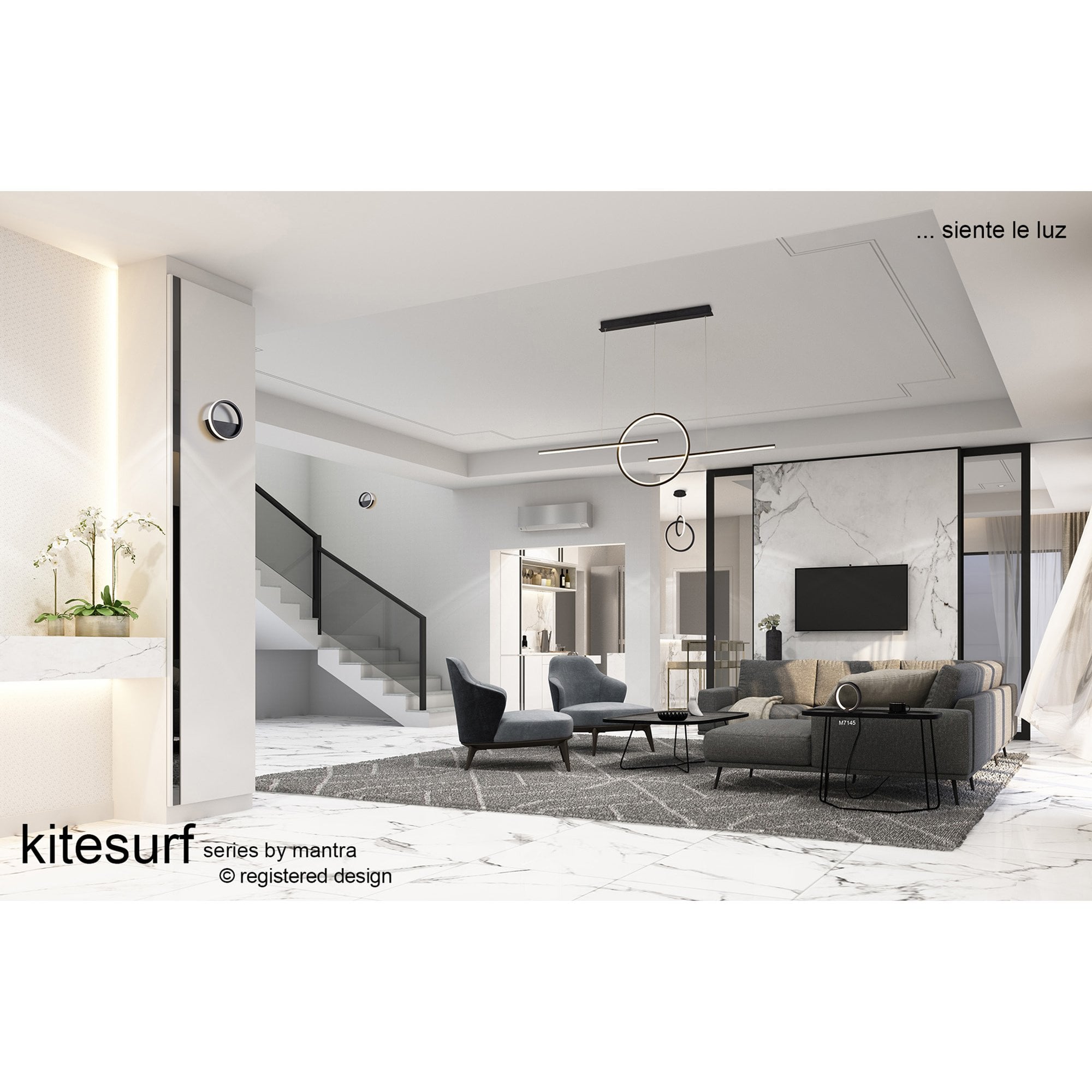 M7190 Kitesurf Centre Loop Linear Pendant 50W LED White