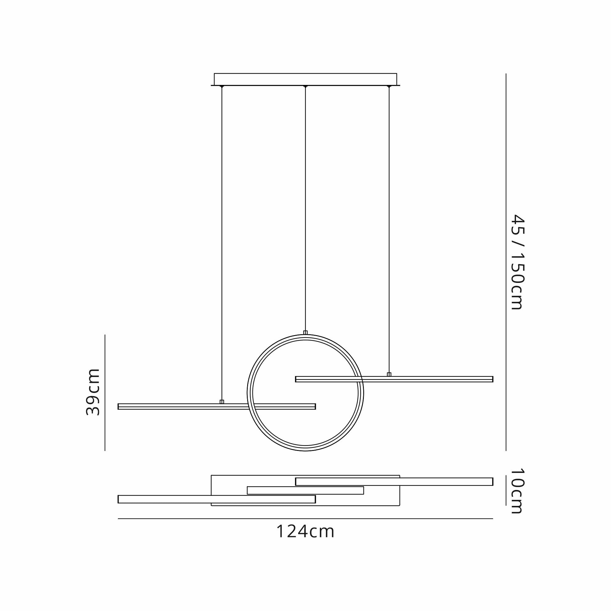 M8205 Kitesurf Centre Loop Linear Pendant Dimmable 50W LED Black