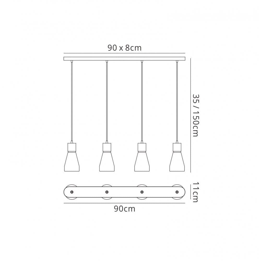 M5840 Kos Linear Pendant 4L 4 x E27 Max 40W White / Black