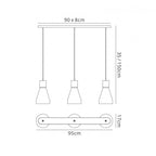 M5841 Kos Linear Pendant 3L 3 x E27 Max 40W White / Black