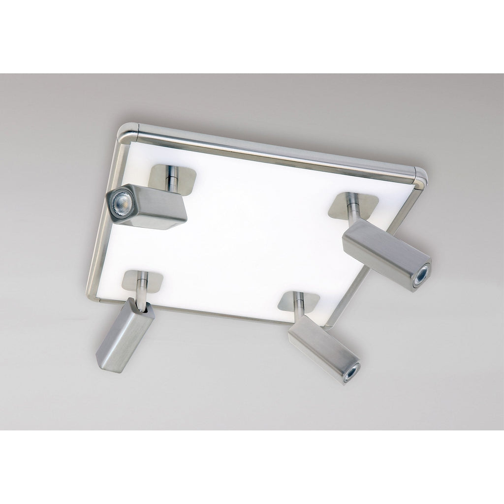 M5250 Ibiza Flush Ceiling Light 4 Head Backlit Light 40W LED Square Satin Nickel