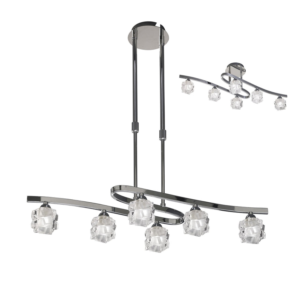 M1841 Ice Rectangular Telescopic Convertible To Semi Flush 6 Light G9 ECO Polished Chrome