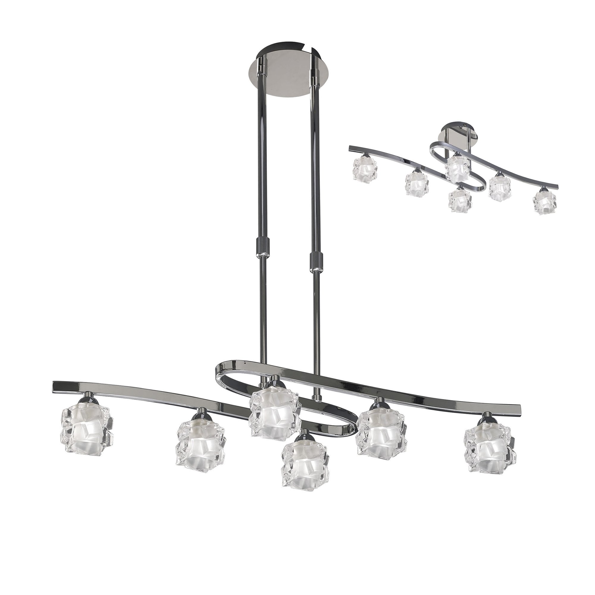 M1841 Ice Rectangular Telescopic Convertible To Semi Flush 6 Light G9 ECO Polished Chrome