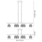 M1841 Ice Rectangular Telescopic Convertible To Semi Flush 6 Light G9 ECO Polished Chrome