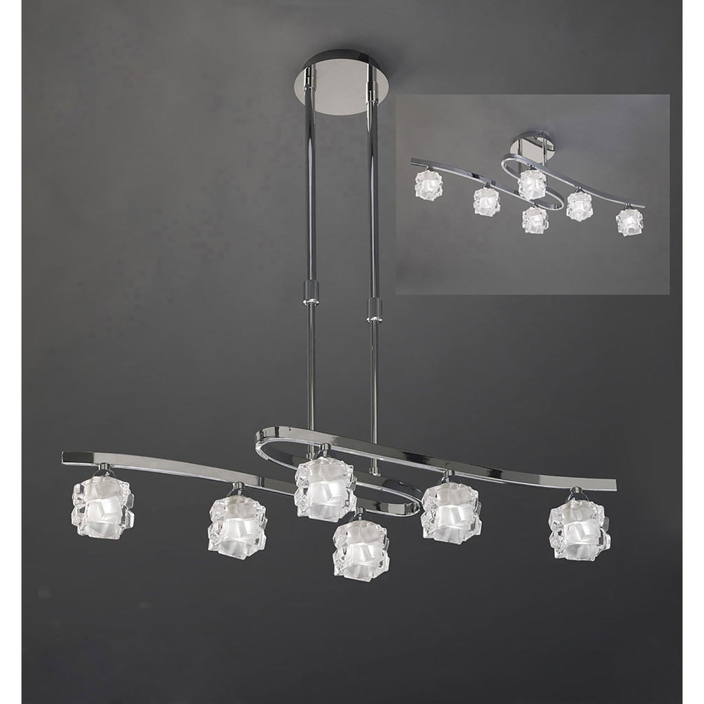M1841 Ice Rectangular Telescopic Convertible To Semi Flush 6 Light G9 ECO Polished Chrome