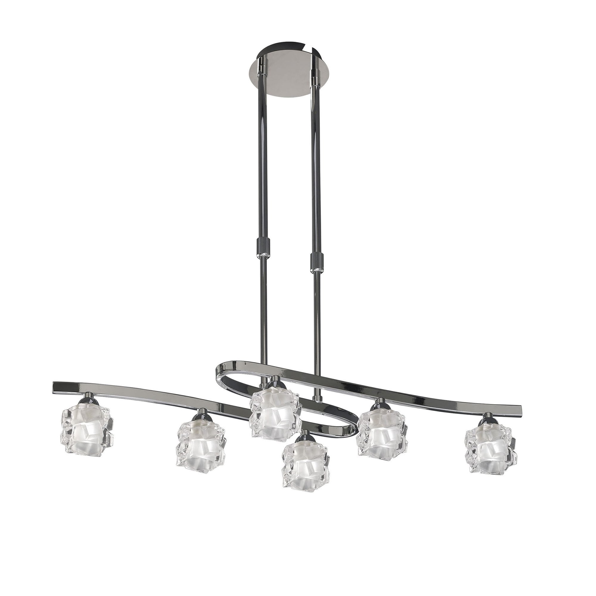M1841 Ice Rectangular Telescopic Convertible To Semi Flush 6 Light G9 ECO Polished Chrome