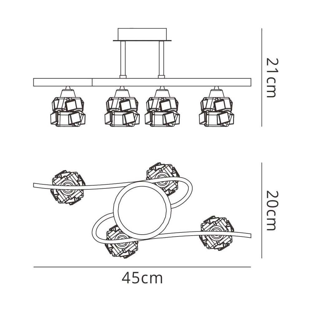 M1843 Ice Square Ceiling 4 Light G9 ECO Polished Chrome