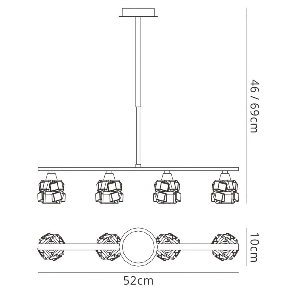 M1847 Ice Linear Pendant 4 Light G9 ECO Bar Polished Chrome
