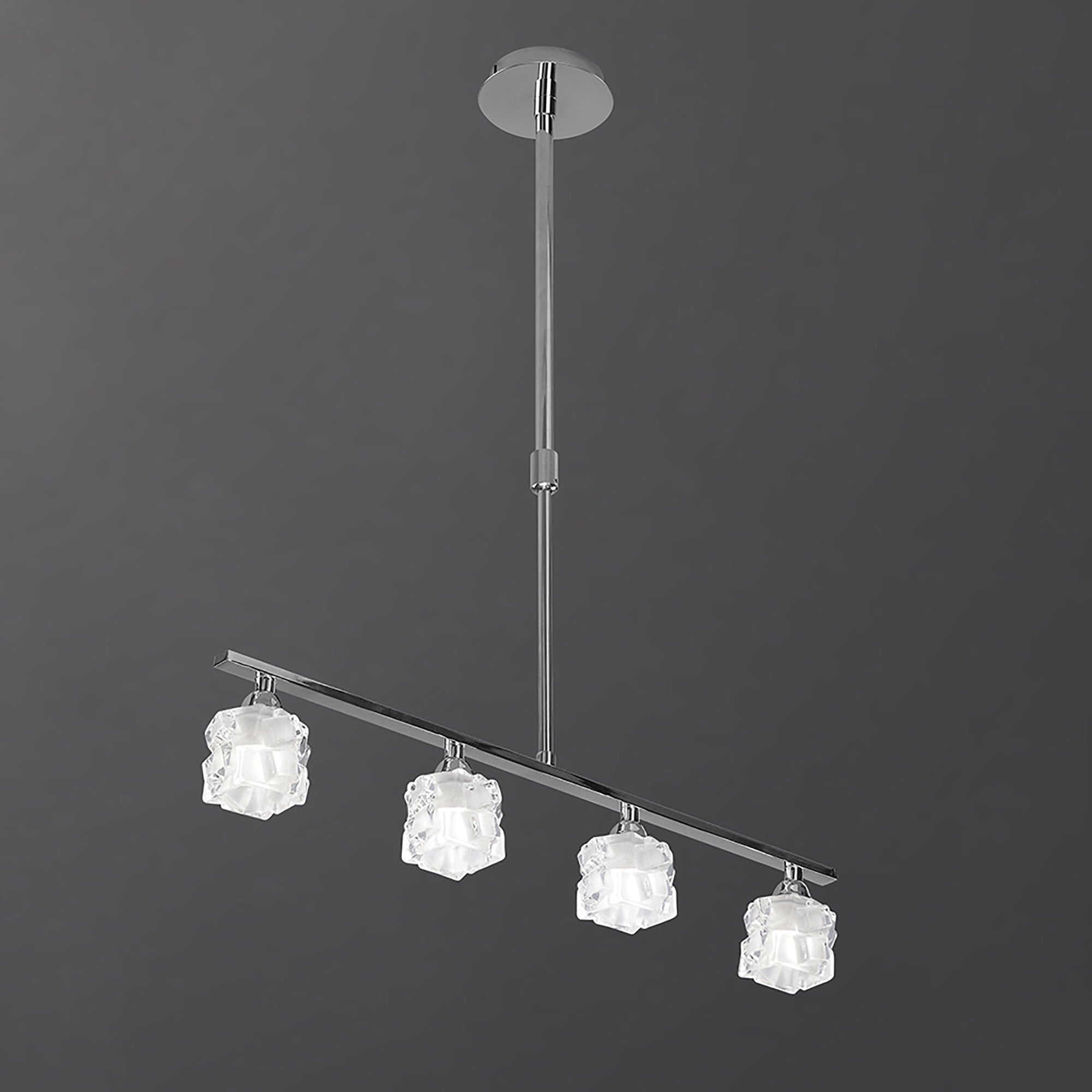 M1847 Ice Linear Pendant 4 Light G9 ECO Bar Polished Chrome