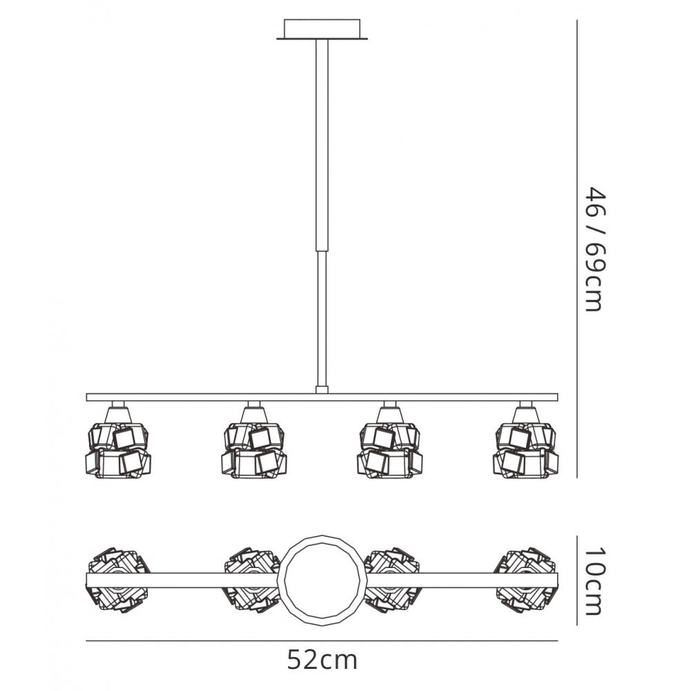 M1857 Ice Linear Pendant 4 Light G9 ECO Bar Satin Nickel