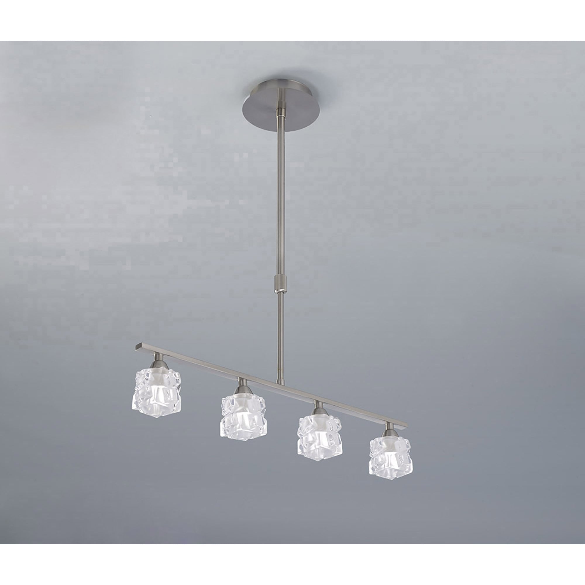 M1857 Ice Linear Pendant 4 Light G9 ECO Bar Satin Nickel